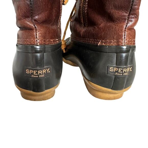 Sperry Women Size 8 Brown and Black Saltwater Hunting Outdoor Duck Rain Boots - Picture 6 of 11